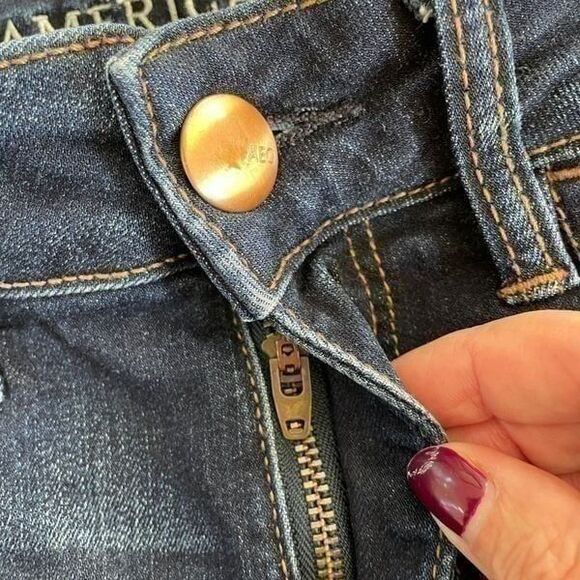 American Eagle Denim Jean Shorts Cuffed Hi Rise 6 - Picture 3 of 7